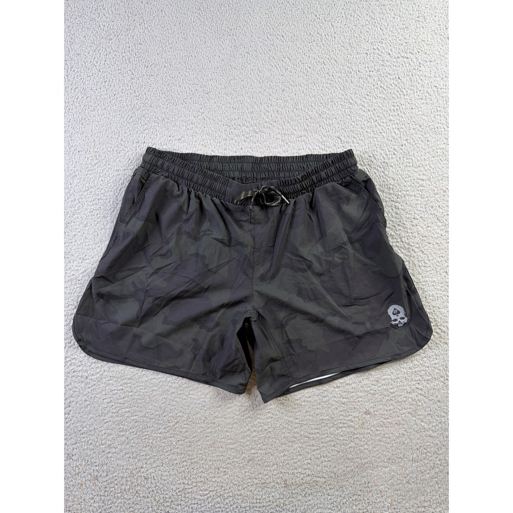Zero Foxtrot Black Camo Unlined Gym Shorts Mens 2XL Zip Pockets 5" Inseam NWOT